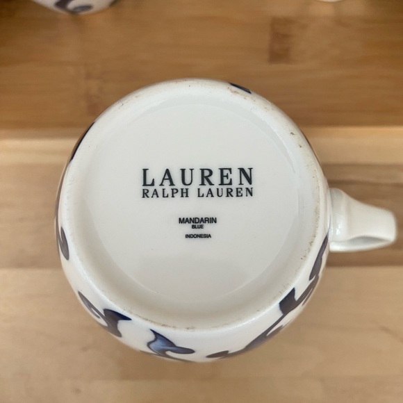 Ralph Lauren Mandarin Blue Bone China Coffee/Tea Cups Set of 3 - Picture 3 of 6